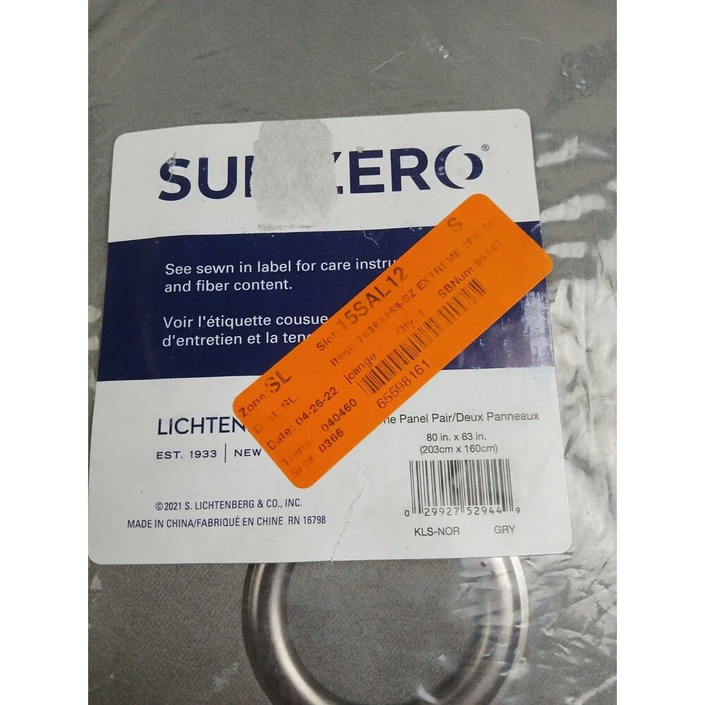 NEW Sun Zero Blackout 80 x 63 Grommet single curtain panel 'Gray' #CT21